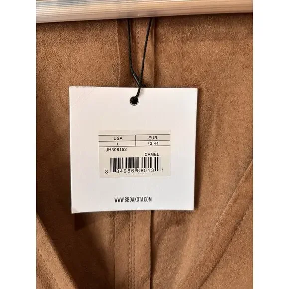NWT Jack By BB Dakota Women’s Coyle Drapey Faux Suede Dress in Camel Size Large - Picture 4 of 6